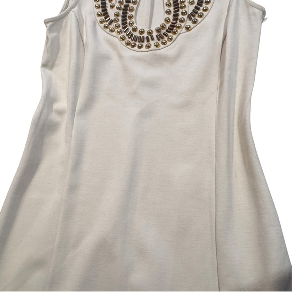 Boston Proper Embellished Beaded Chic Sheath Dress Size 2 Sleeveless Beige - Picture 12 of 12